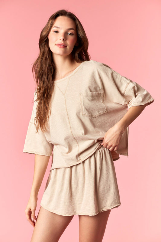 Beige Jersey Skort Set