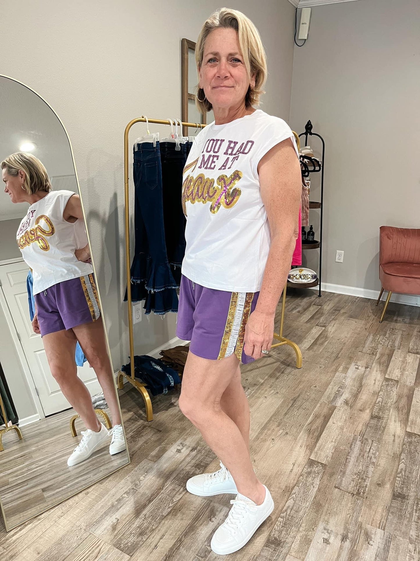 Purple/Gold Sequin Shorts