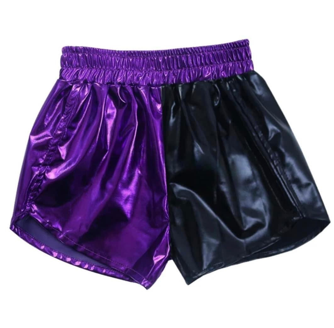 Purple/Black Metallic Shorts