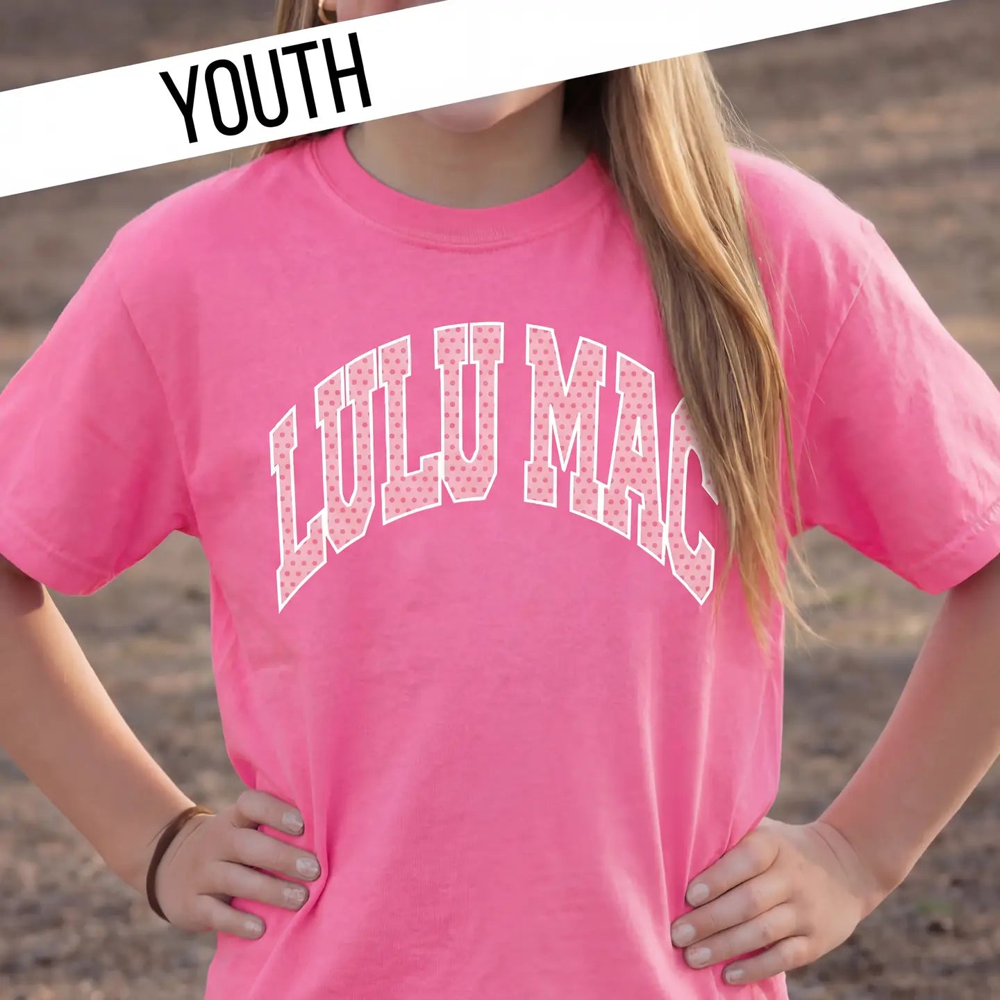 Lulu Mac Neon Pink Youth Polka Dot Tee
