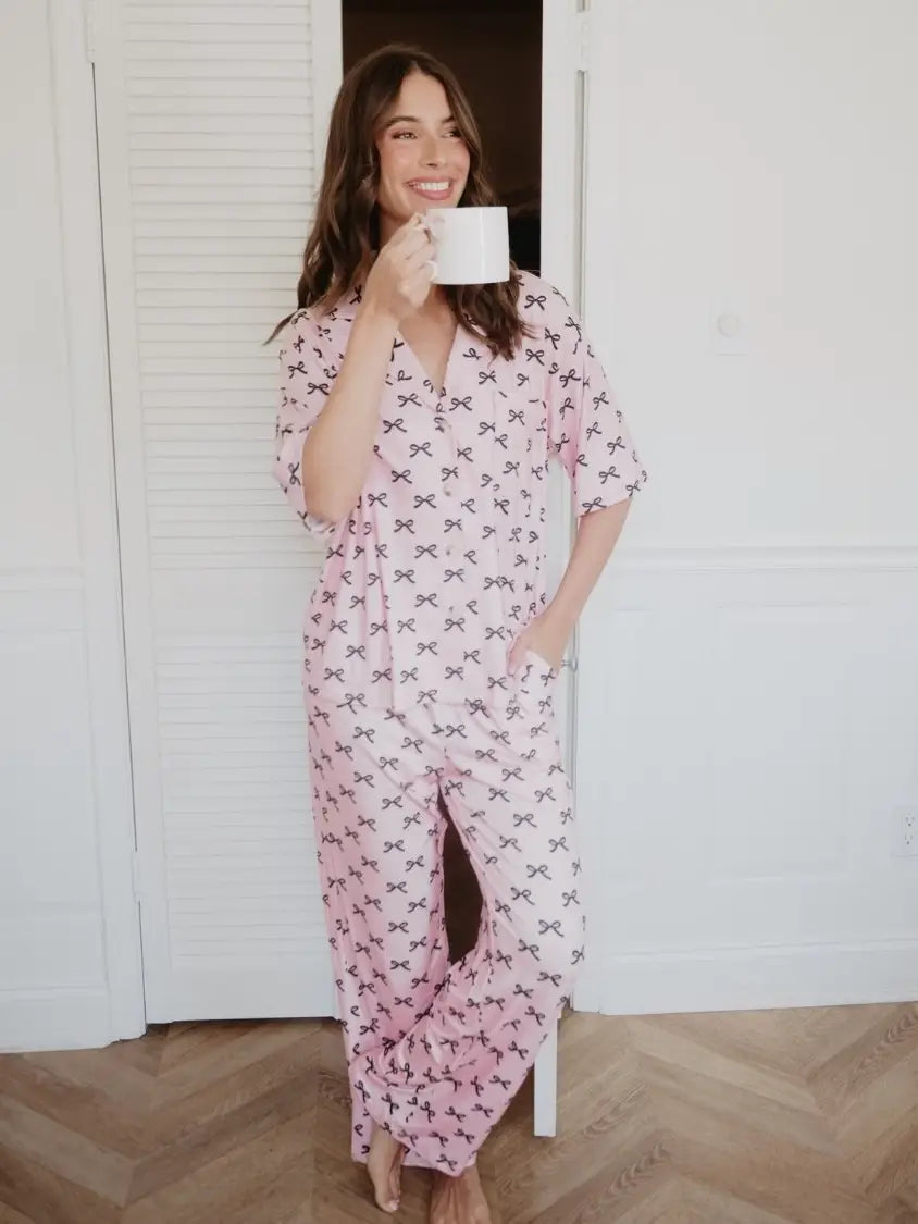 Black & Pink Mini Coquette Pajama Pants Set