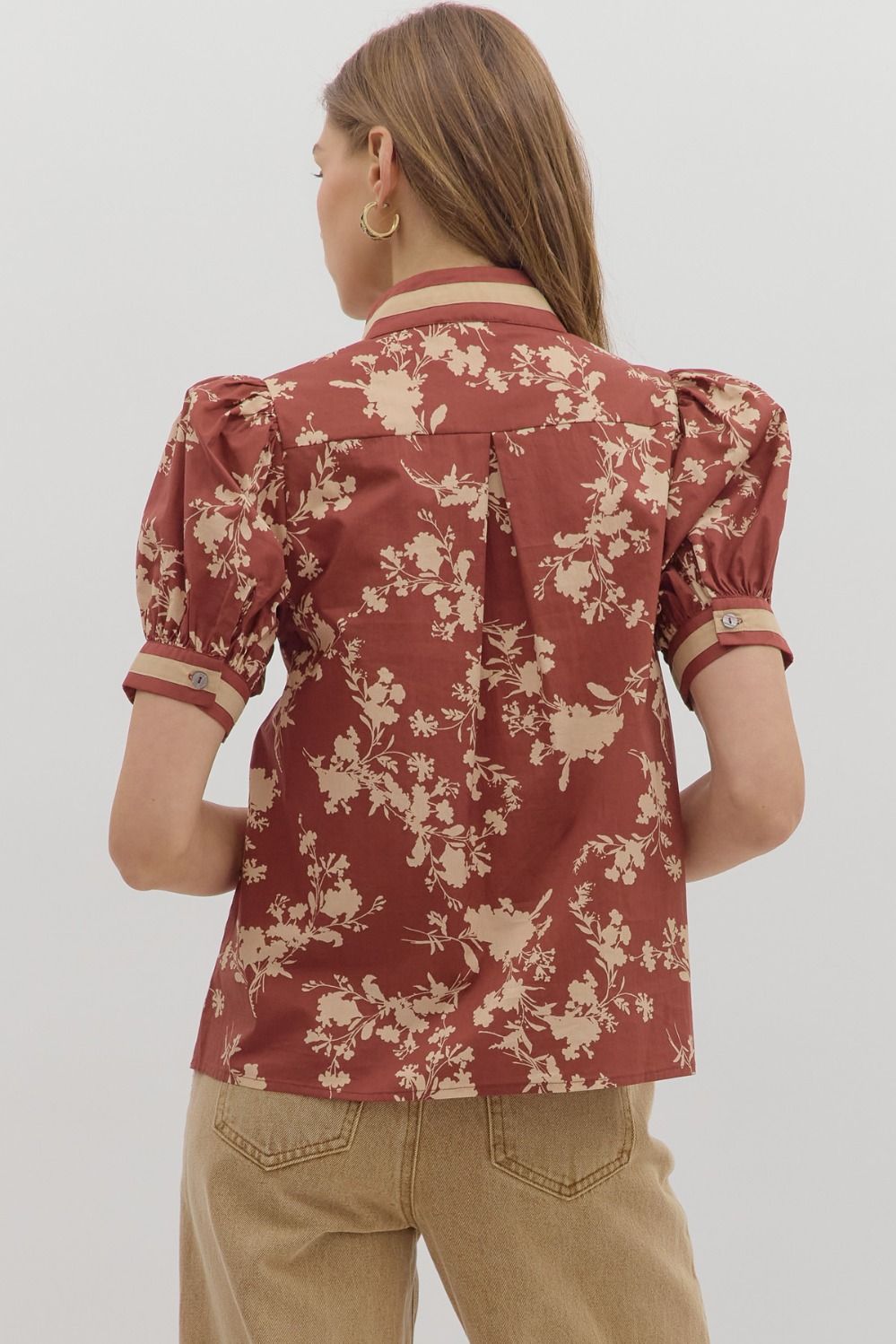 Floral Print Puff Top