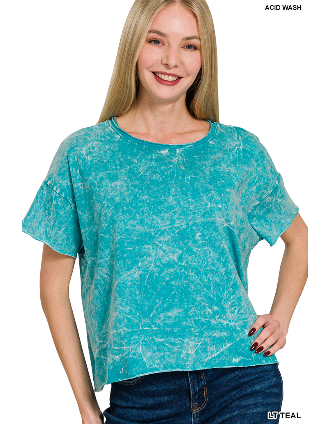 Teal Crop Boyfriend Tee