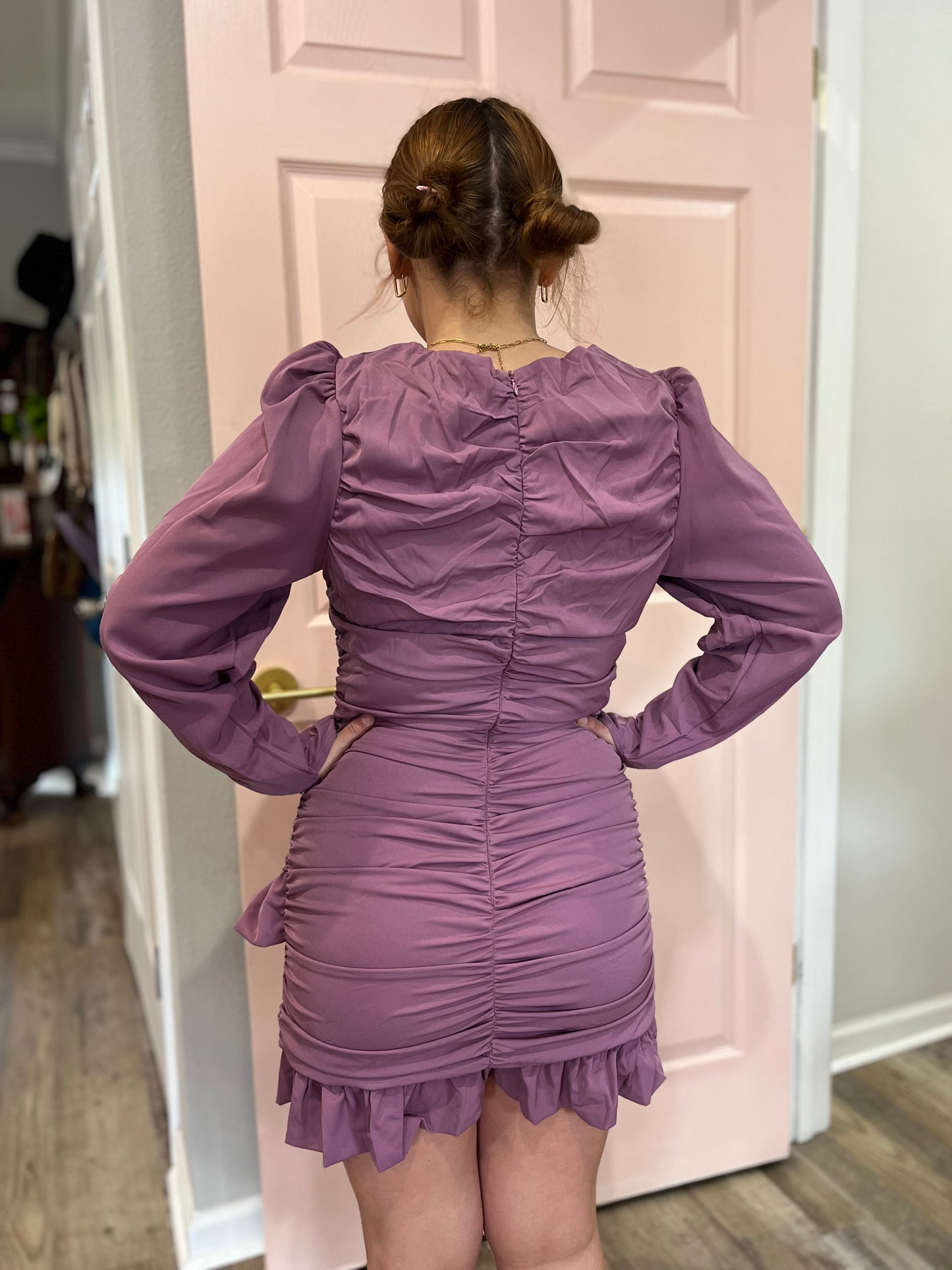 Ruched Frill Mini Dress