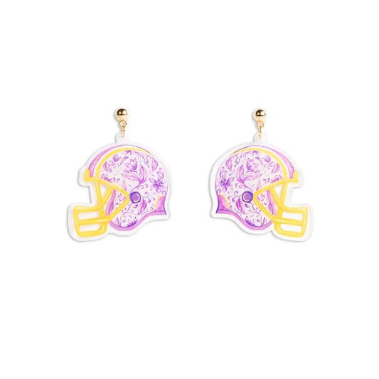 Chinoiserie Gameday Earrings Purple/Gold