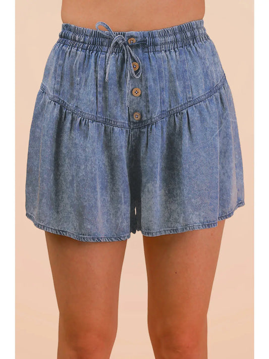 Ruffle Chambray Shorts