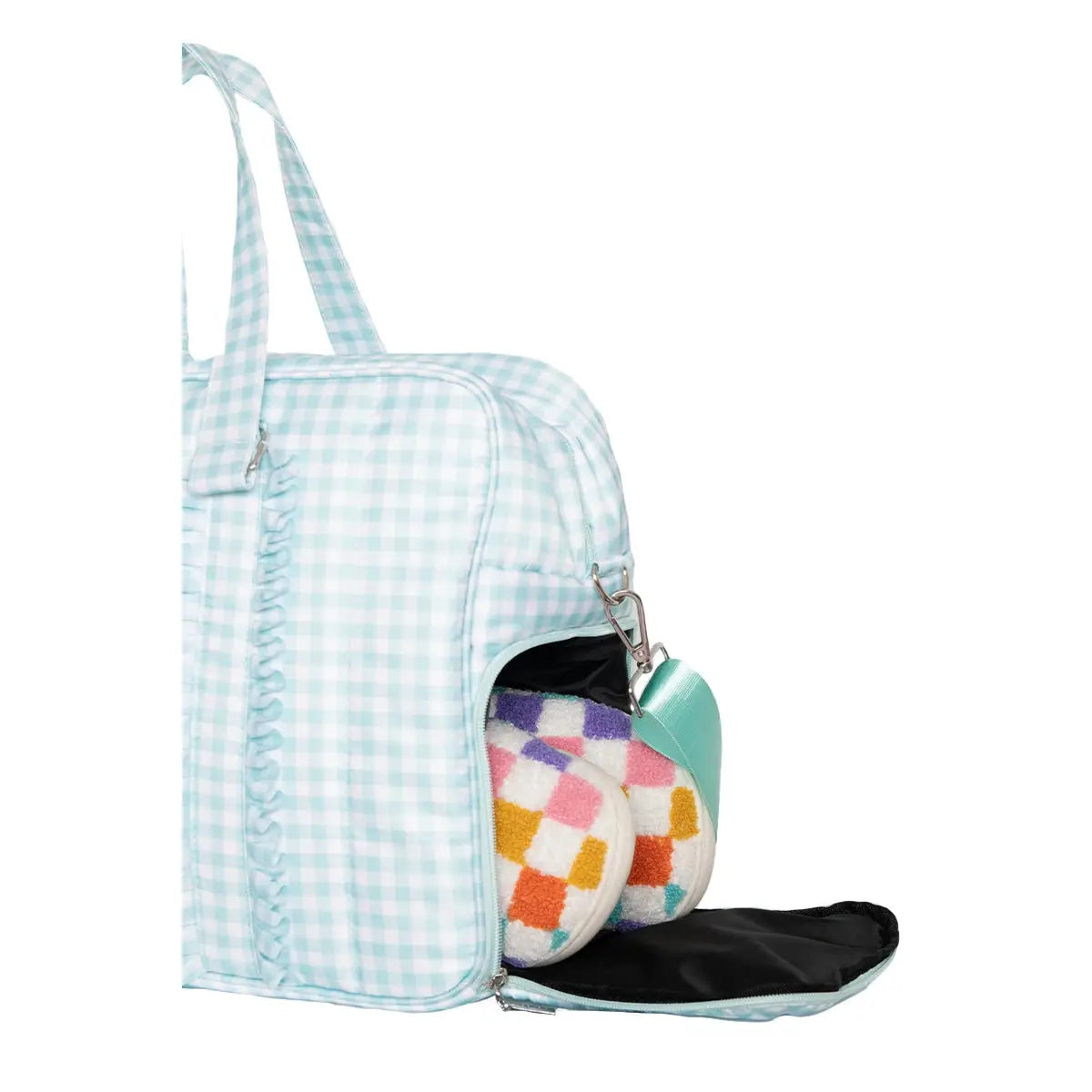 Mint Plaid Ruffle Bag