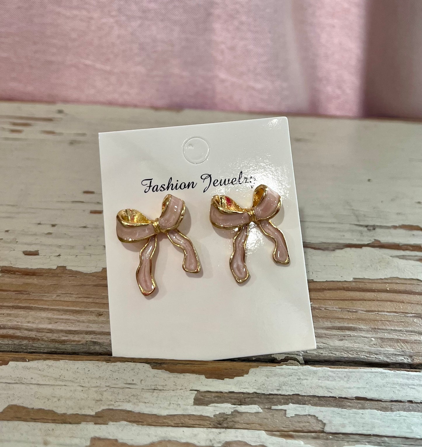 Pink Bow Earrings