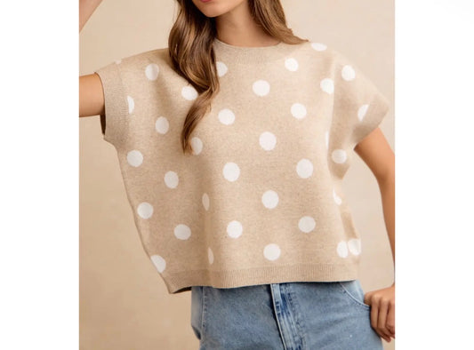 Beige Polka Dot Top