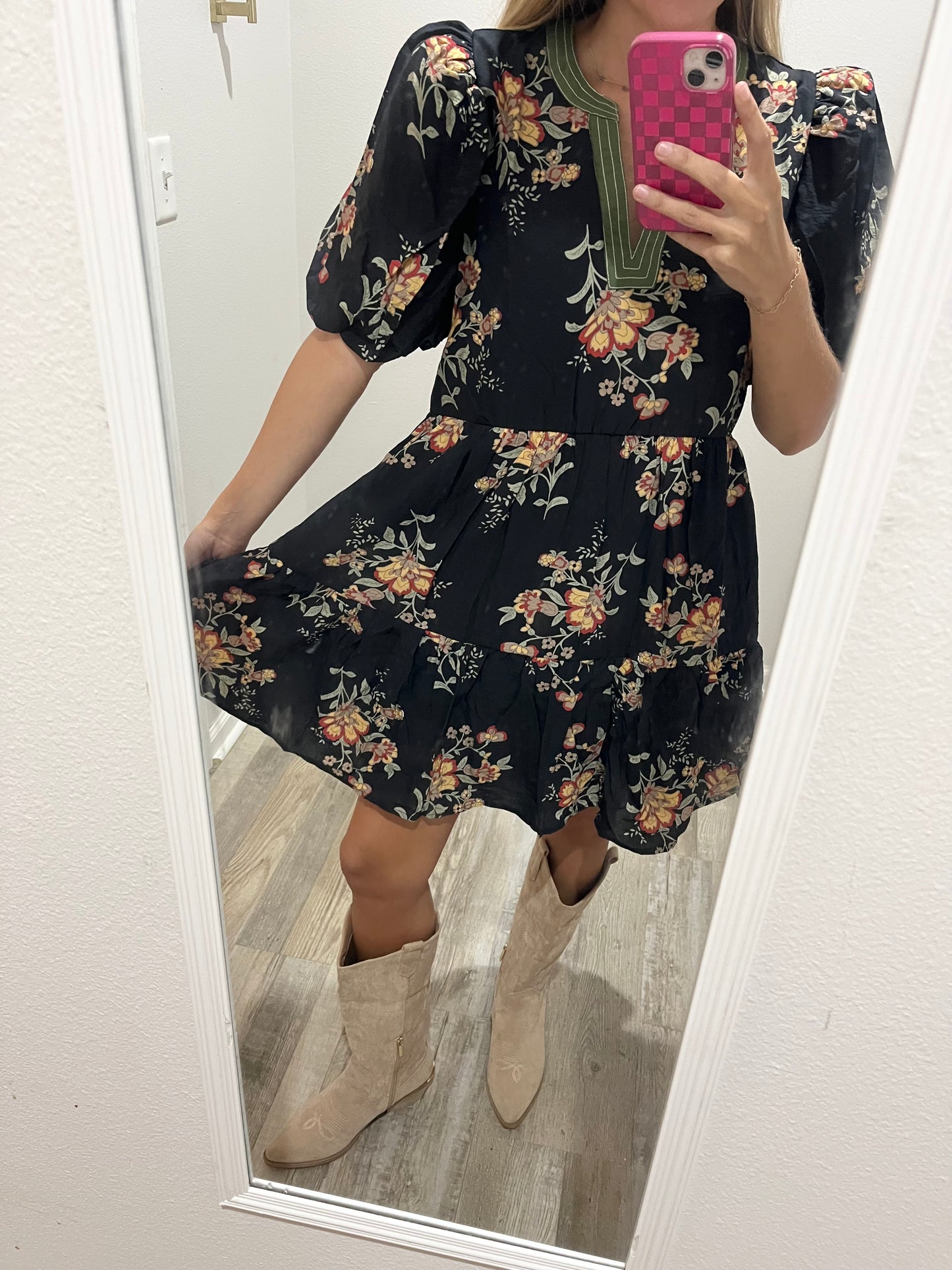 Floral print Puff Mini Dress
