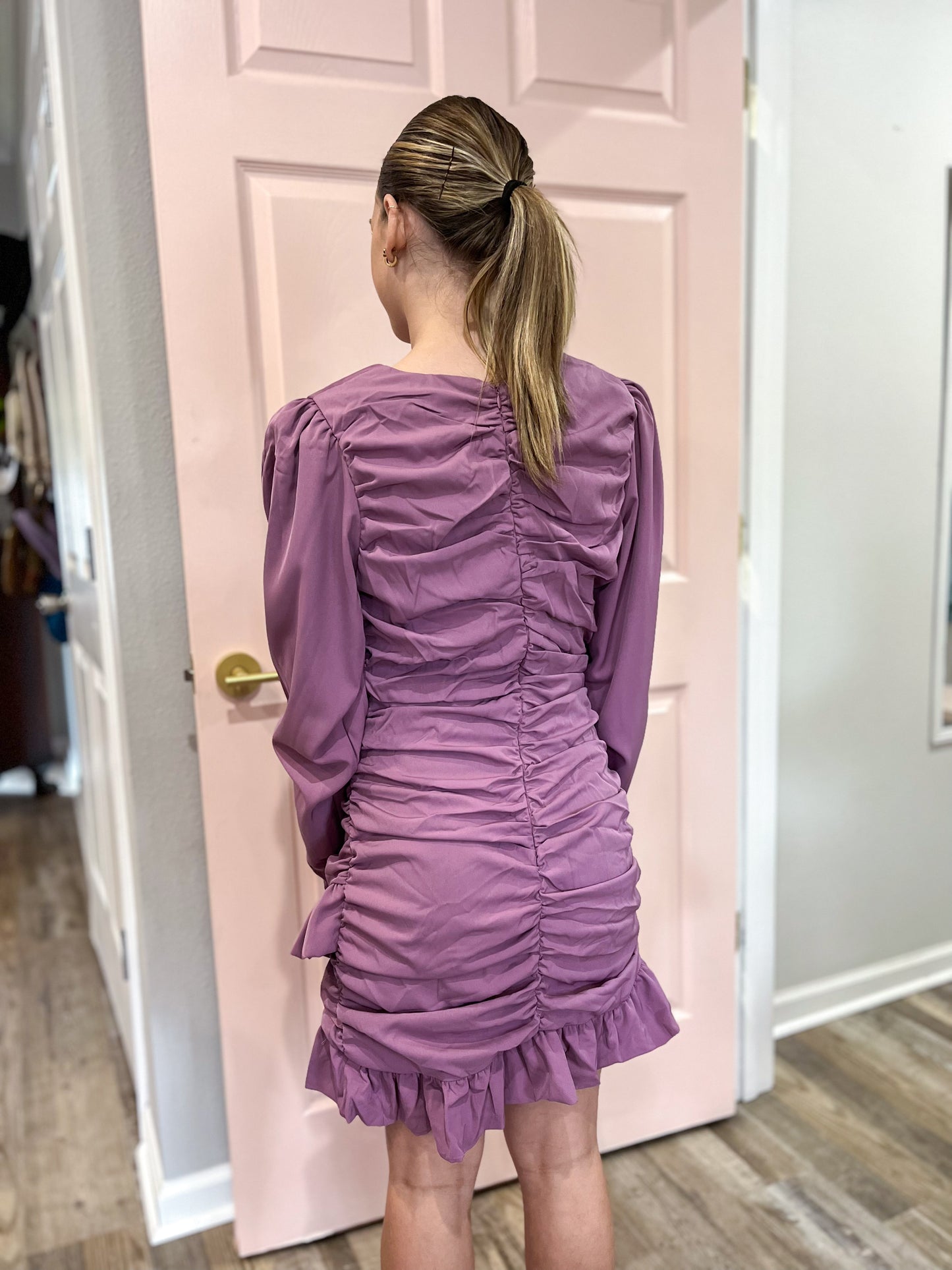 Ruched Frill Mini Dress