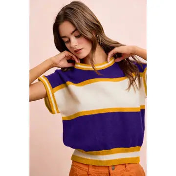 Louisiana Colorblock Realxed Fit Knit Top- PREORDER