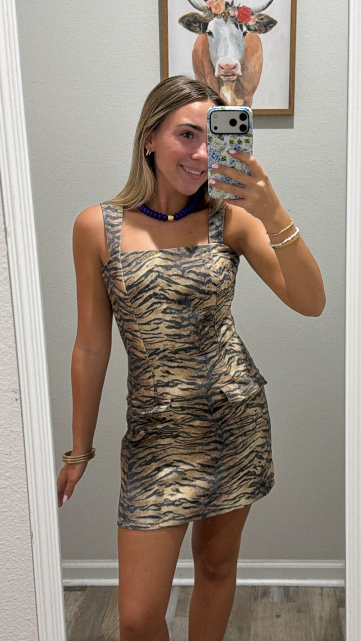 Tiger Denim Square Neck Dress