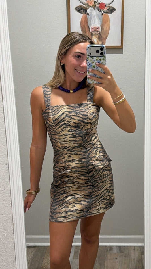 Tiger Denim Square Neck Dress
