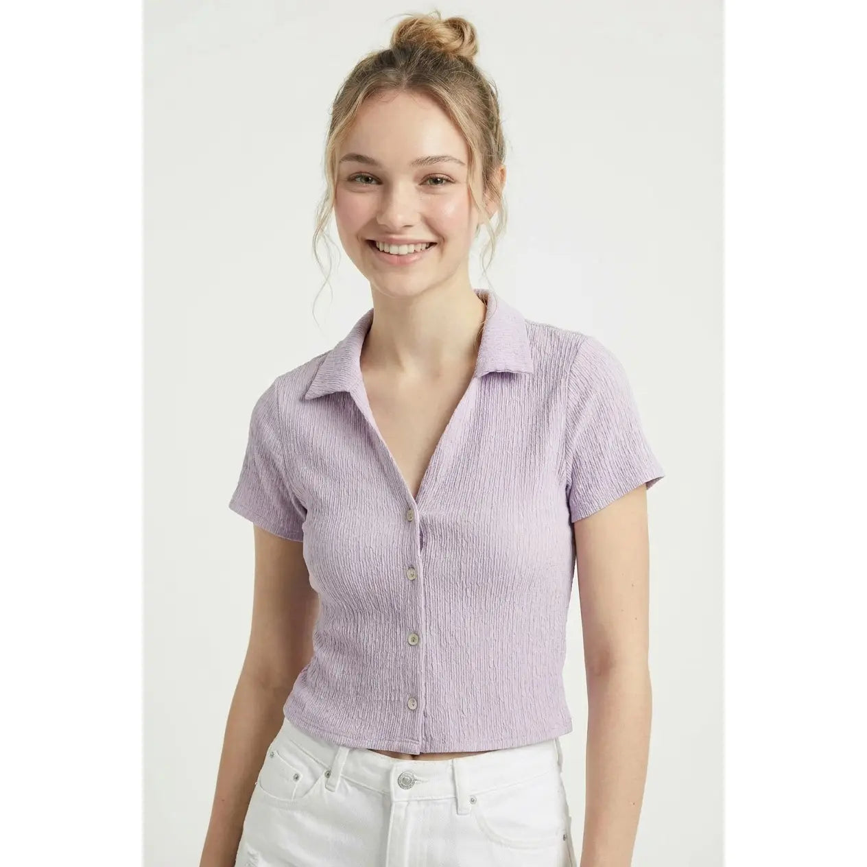Lavender Button Top