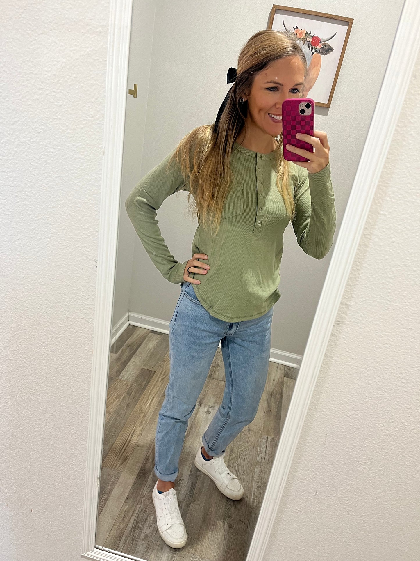 Olive Ribbed Top