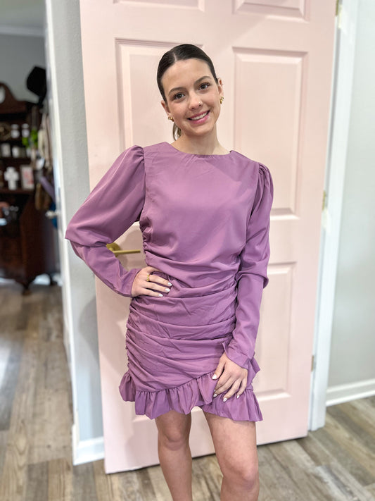 Ruched Frill Mini Dress