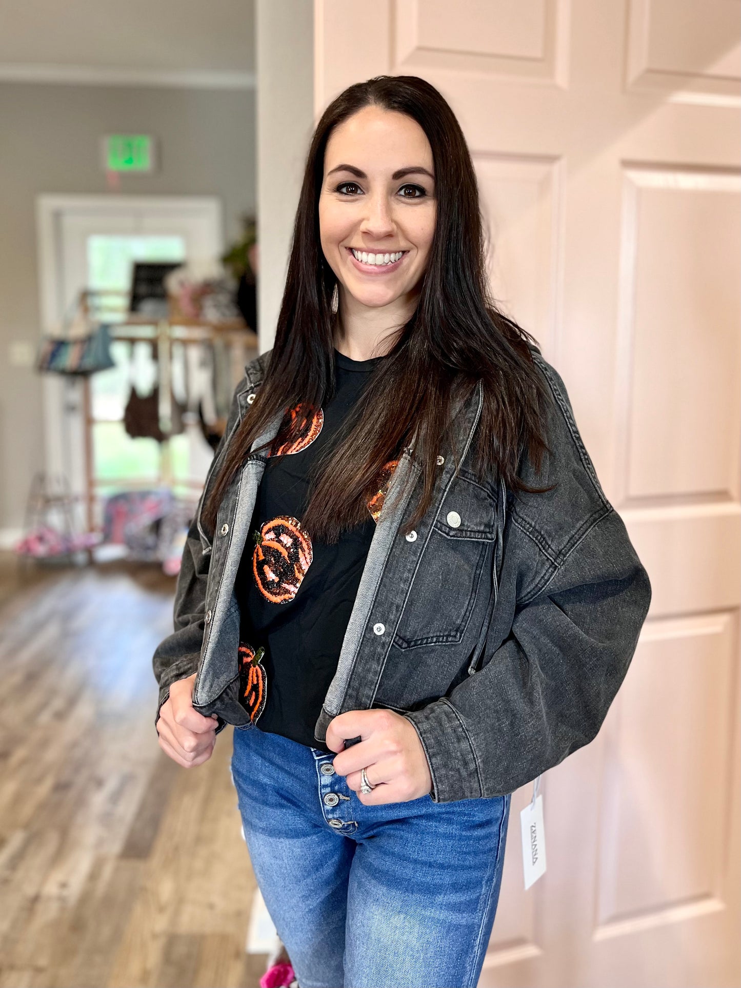 Black Hooded Denim Jacket