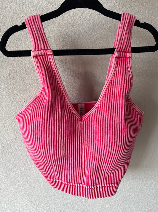 Hot Pink Ribbed Bralette