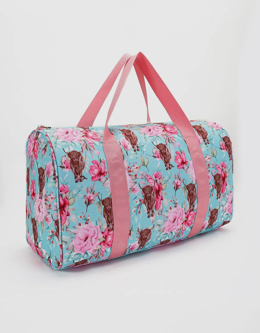 Highland Cow Flowers Duffel