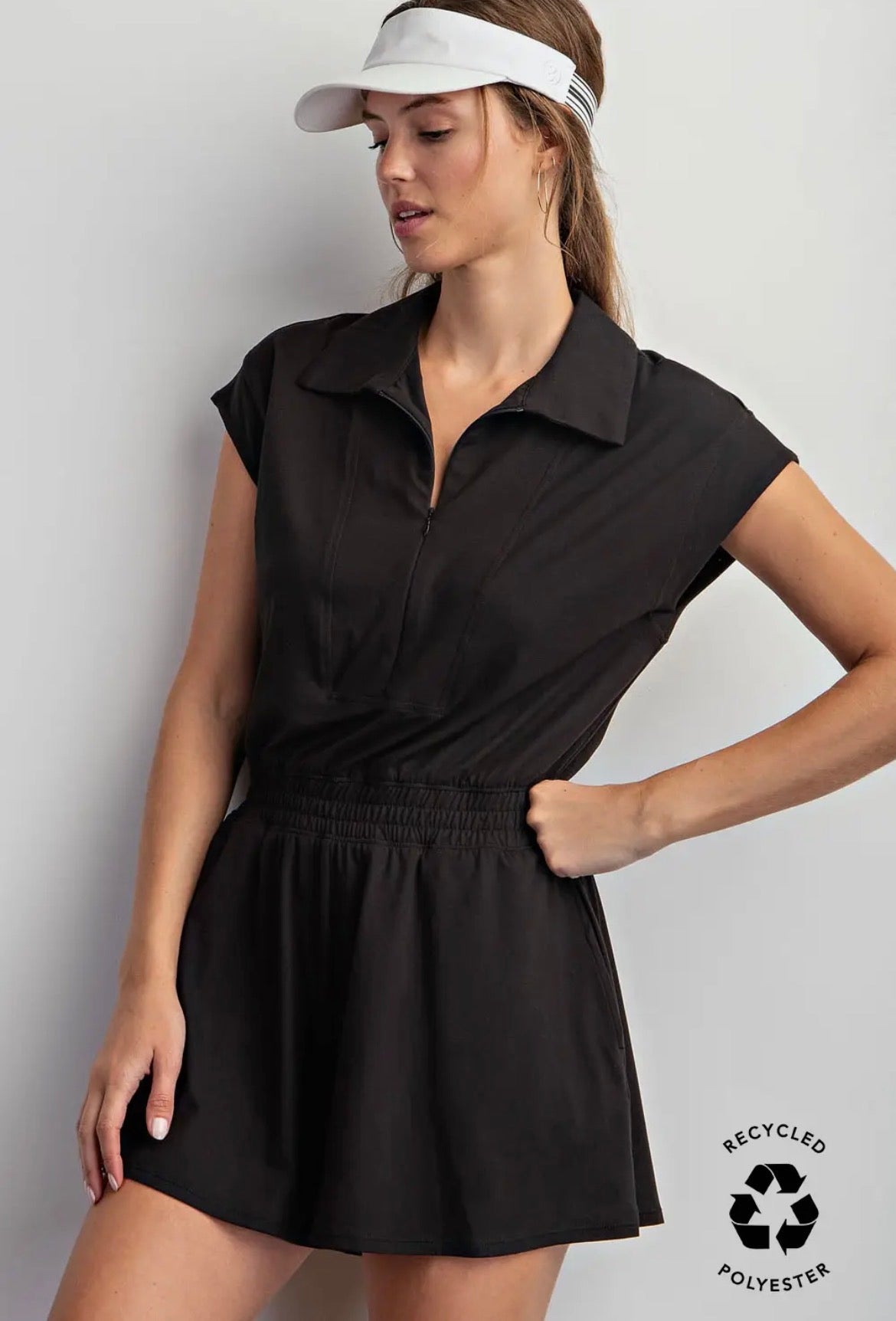 Black Quarter Zip Romper