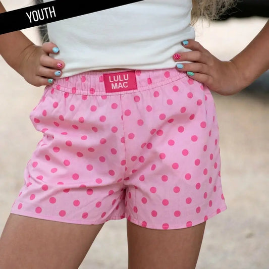 Youth Lulu Mac Pink Polka Dot Shorts
