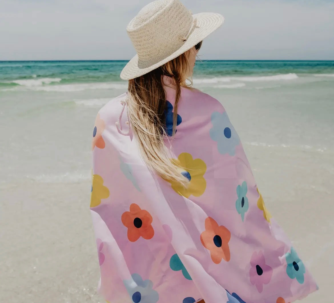 Flowers & Check Quick Dry Towel