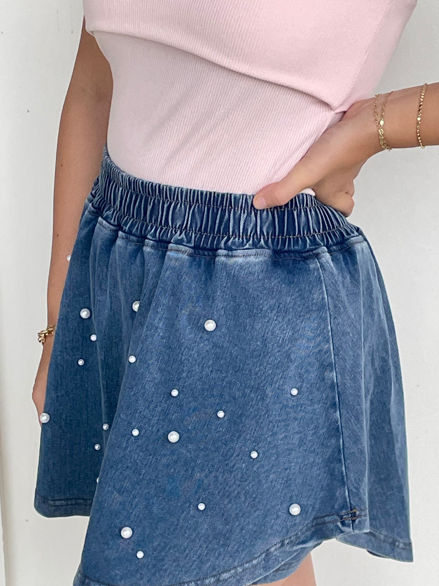 Denim and Pearl Skort
