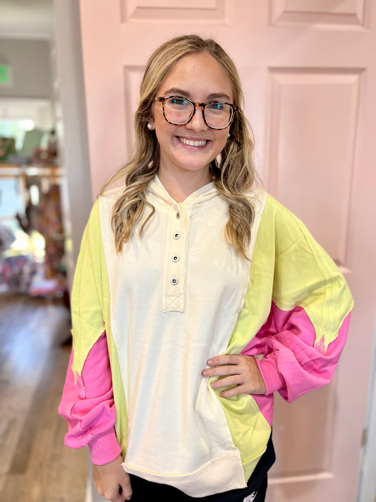 Oversized Color Pop Knit Hoodie