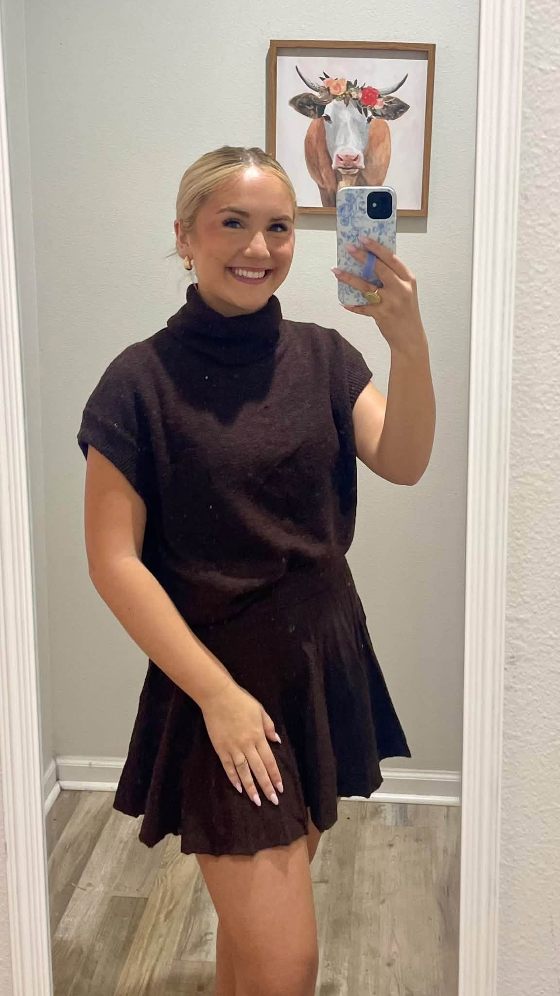 Chocolate Sweater Skirt Set