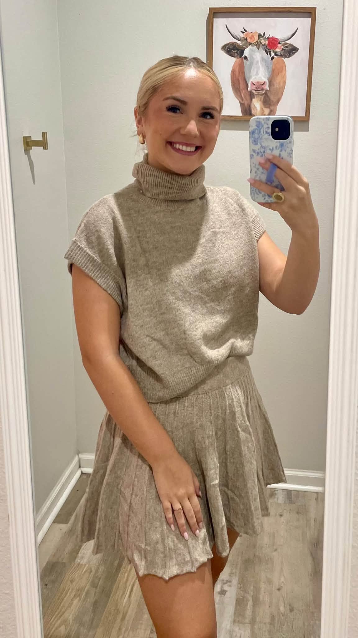 Taupe Sweater Skirt Set