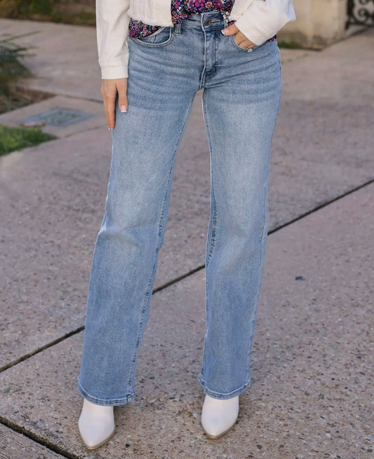 Wide Leg Mid Wash Jeans