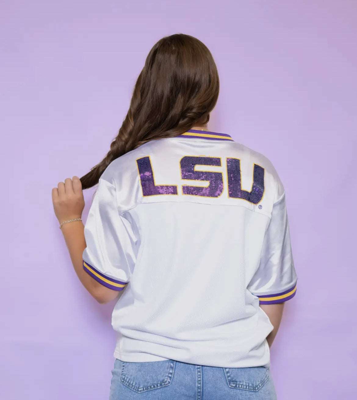LSU Tiger Eye (Licensed) | Women's Sequin Design Football Jersey