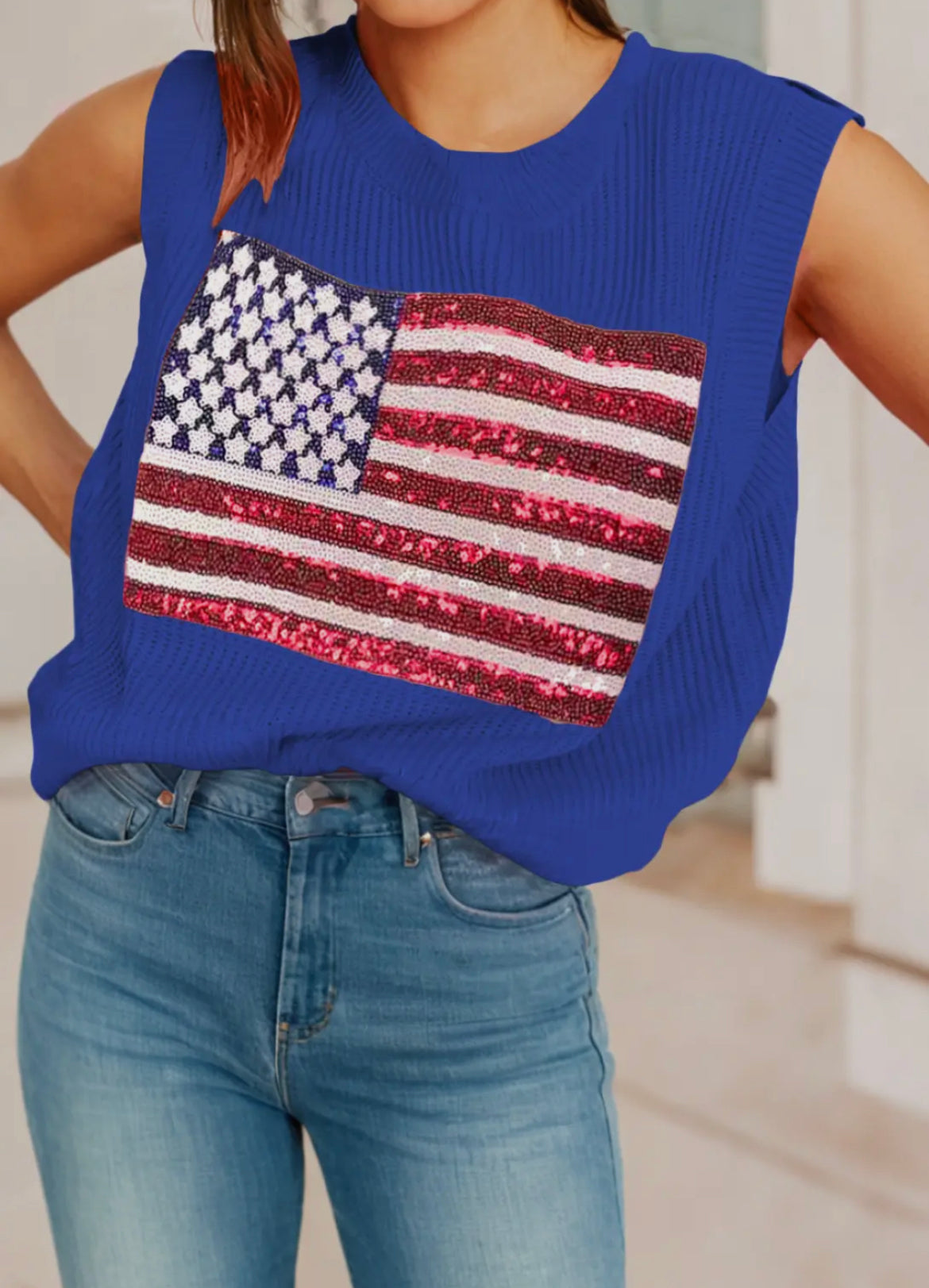 Sequin Flag Top