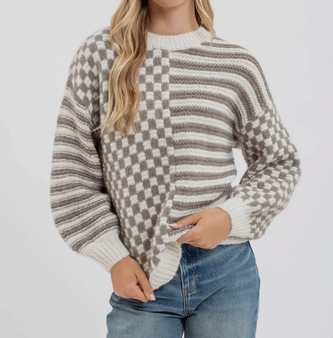 Olive Check Sweater