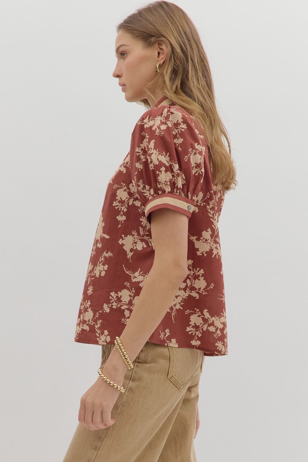 Floral Print Puff Top