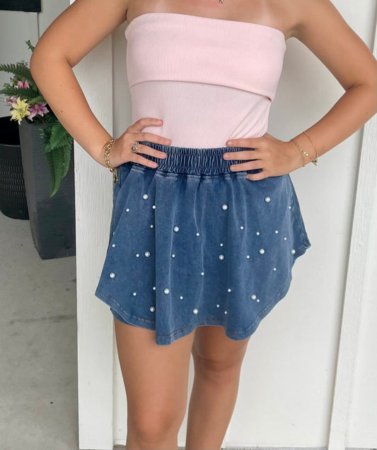 Denim and Pearl Skort