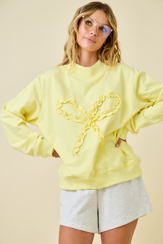 Lemon Mock Neck Bow Sweatshirt