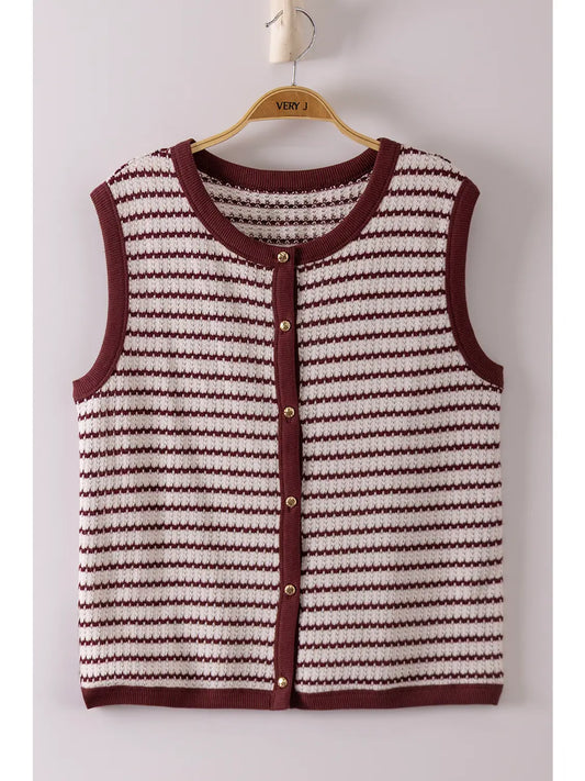 Burgundy Stripe Knit Top