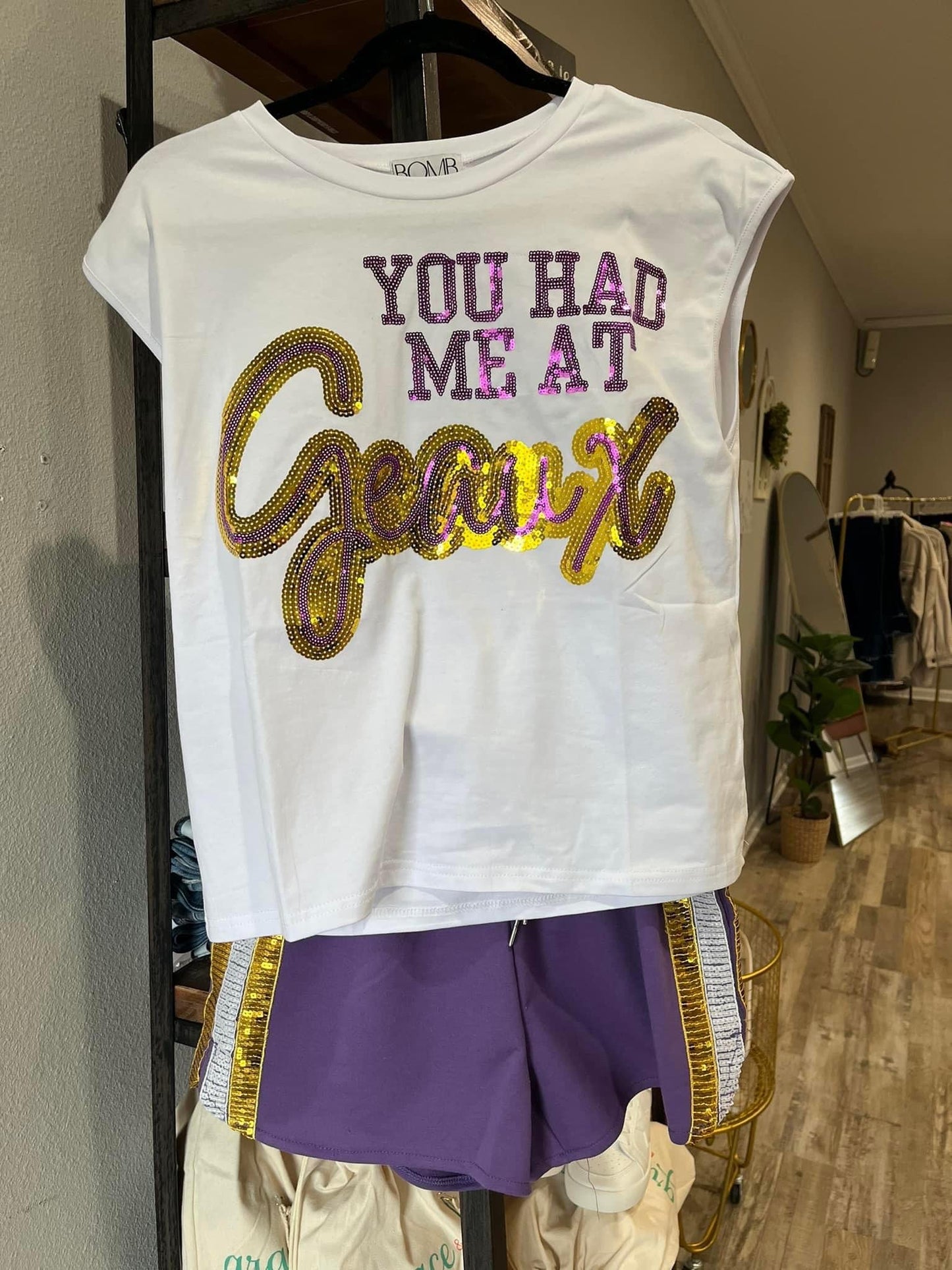 Purple/Gold Sequin Shorts