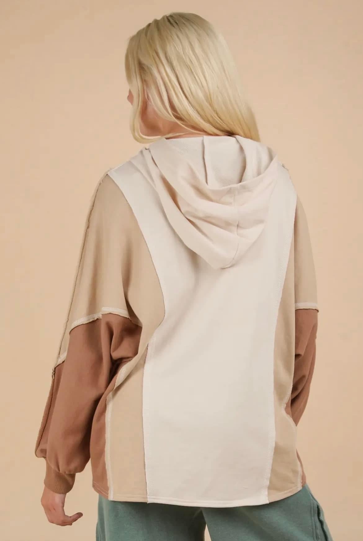 Plus Color Block Knit Hoodie