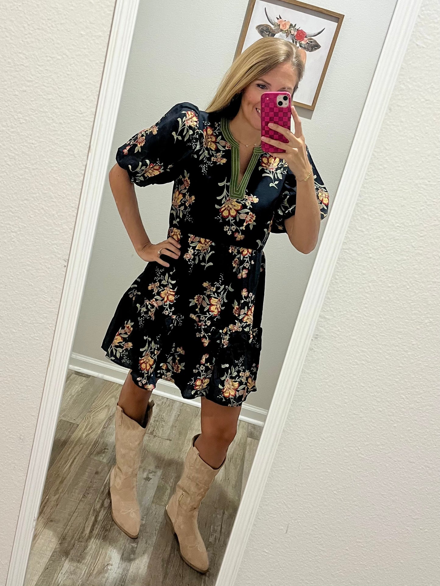 Floral print Puff Mini Dress