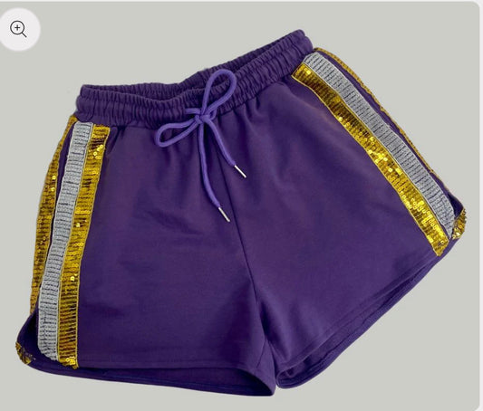 Purple/Gold Sequin Shorts