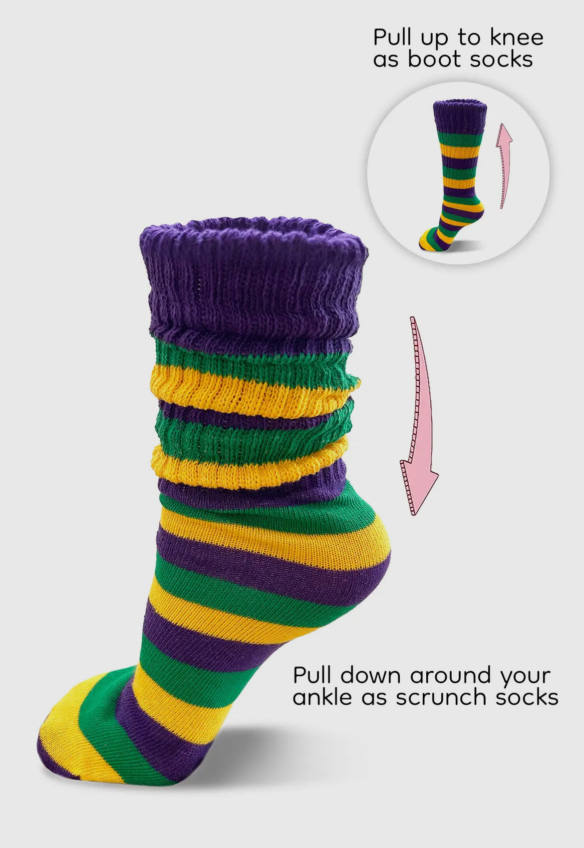 Mardi Gras Slouch Socks