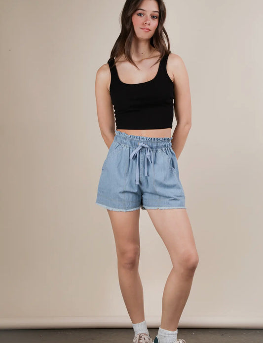 Chambray Denim Shorts