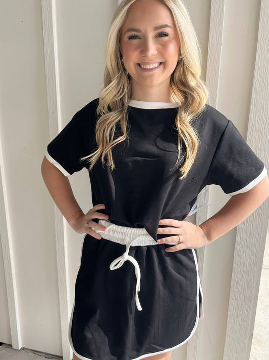 Black & White Scuba Skirt Set