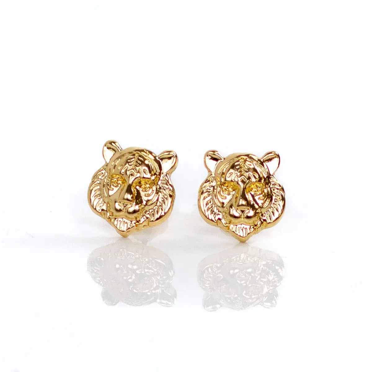 Tiger Stud Earrings Gold