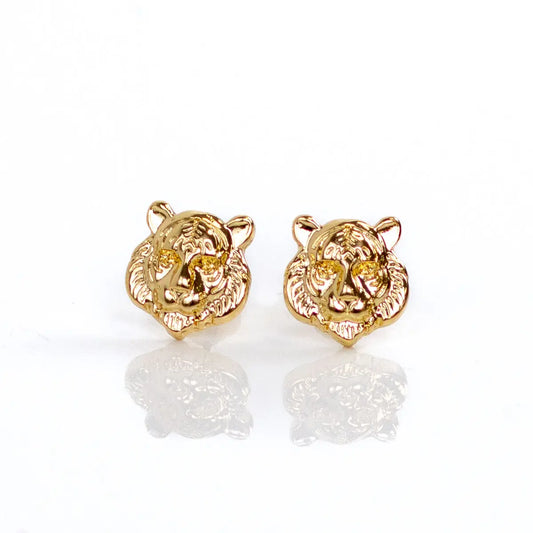 Tiger Stud Earrings Gold