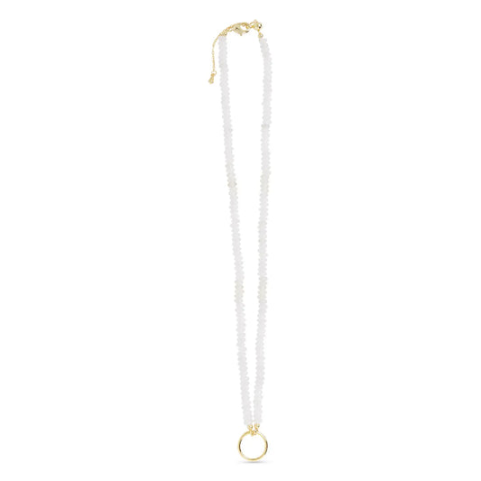 Gold Stone with Charm Clasp Necklace