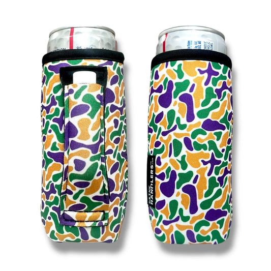 Mardi Gras Camo 12-16oz Slim Can Handler™